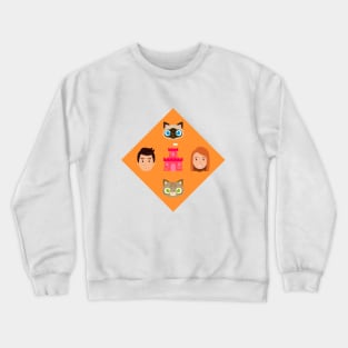 The Two Cats and a Mouse Family Crewneck Sweatshirt